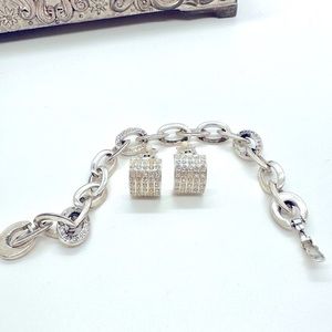 Vintage Rhinestone Bracelet & Earrings